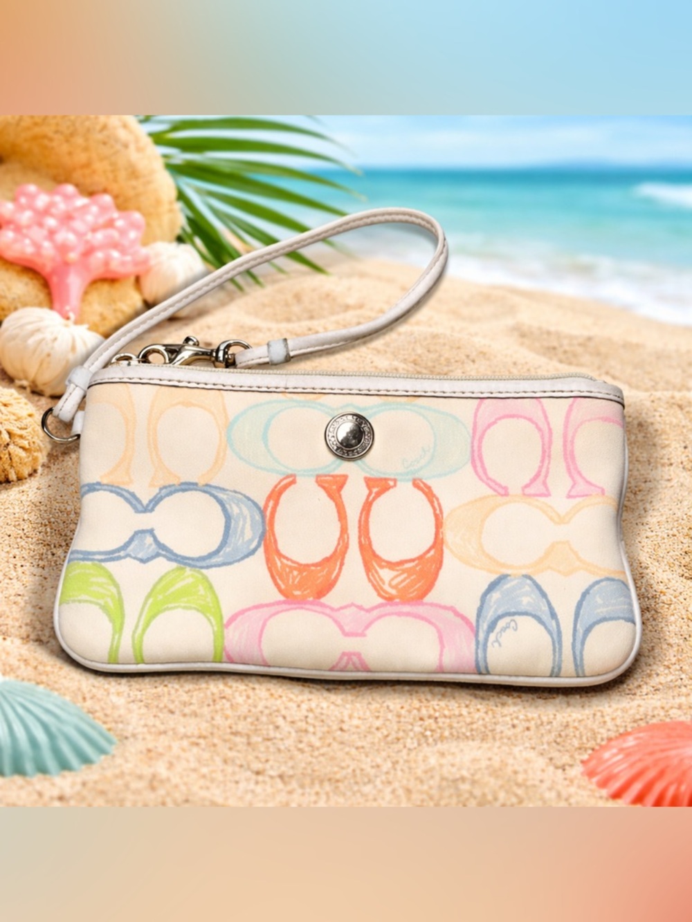 COACH -Hampton Multi Color Scribble Wristlet